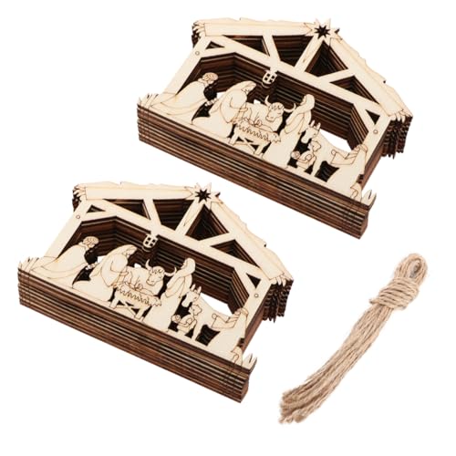 WEKAMOS 20Stücke Hängende Holzanhänger Teilig Hausform DIY für Tür und Wand Langlebiges Holz Bastelidee für Feste und Anlässe für Familie von WEKAMOS