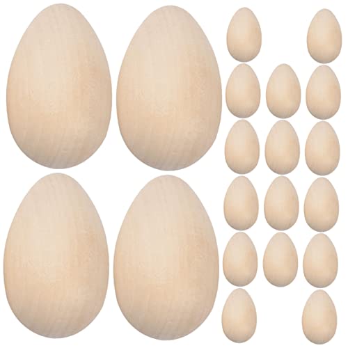 WEKAMOS 20Stücke Holzei Holz für DIY Bastelset Unbemalte Ostereier zum Bemalen für Aktivitäten Ostern und Holzdeko von WEKAMOS