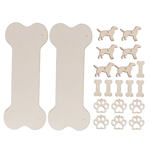 WEKAMOS 20Stücke Teiliges Set Holzschilden Knochenform für DIY Dekoration für Personalisierte Geschenkanhänger Weihnachtsbaumschmuck und Partydekorationen für Hundeliebhaber von WEKAMOS