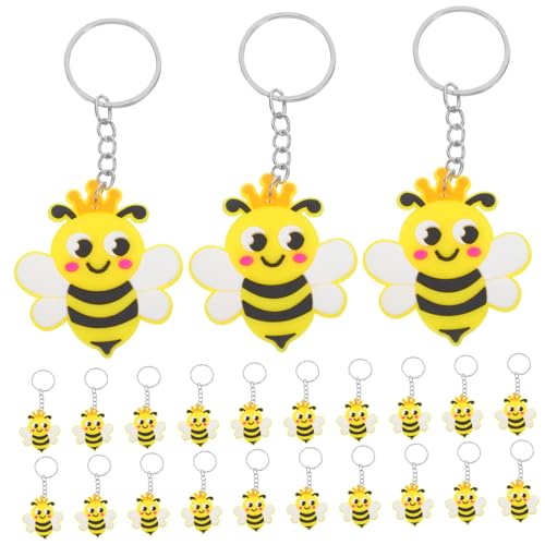 WEKAMOS 24 Stück Biene Schlüsselanhänger Partygeschenke Mit Bienenmotiv Bienenparty-gastgeschenk Süße Schlüsselanhänger Bienenförmiger Schlüsselanhänger Bienenverzierung Bienenanhänger Pvc von WEKAMOS