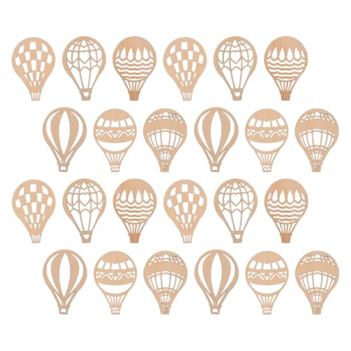 WEKAMOS 24 Stück Heißluftballon Holzschnitt Unvollendete Holzscheiben DIY Bastelzubehör für Kreative Projekte Strapazierfähigem Naturholz Gefertigt zum Bemalen und Gestalten von WEKAMOS
