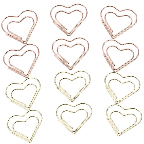WEKAMOS 24 Stück Mini Herz Büroklammern Roségold und Gold Dekorative Papierclips für Schule Büro und Kreative Projekte Stabil und Langlebig von WEKAMOS