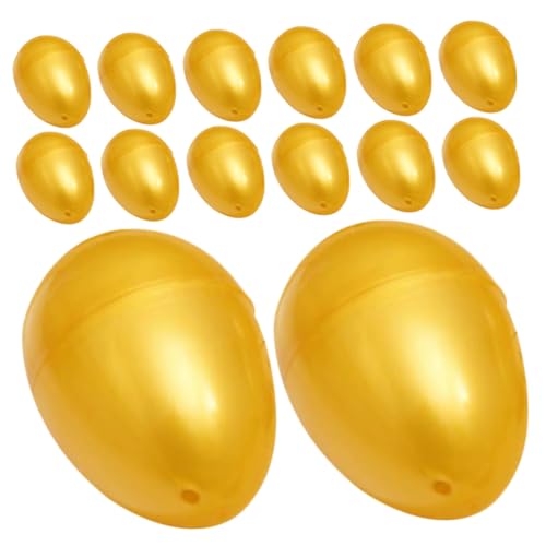 WEKAMOS 24 Stück Teiliges Befüllbare Kunststoff Eier Goldene Leere Spielzeugeier zum Befüllen mit Süßigkeiten für Ostern Partys Geschenke und Spielspaß von WEKAMOS