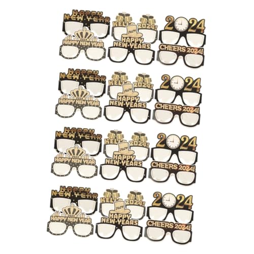 WEKAMOS 24 Stück Teiliges Neujahrs-partybrillen Papier Bunte Requisiten Bequeme Partybrillen für Erwachsene und Jugendliche Kreative Silvester-dekoration von WEKAMOS