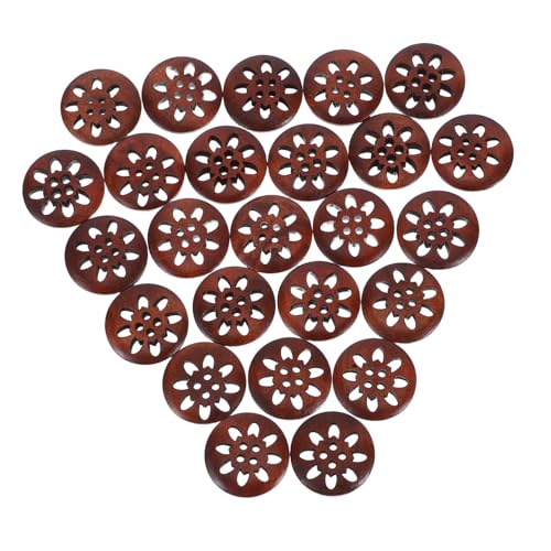 WEKAMOS 25 Stück Teiliges Holzknöpfe Natürliche Blütenmuster Robuste Naturholzknöpfe für Jacken Hemden Uniformen für DIY Bastelarbeiten und Kleidungsschmuck von WEKAMOS