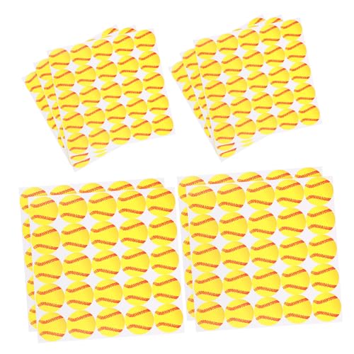 WEKAMOS 250 Stück Baseballaufkleber Basketballpapier -aufkleber Runde Aufkleber Baseballhutaufkleber Rundschild -aufkleber Beschriftungen Klebeetiketten Kupferplattenaufkleber Yellow von WEKAMOS