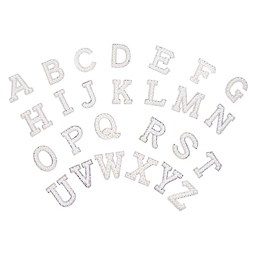 WEKAMOS 26 Stück Alphabet Patches Set Teilig Kreative DIY Buchstaben Applikationen Perlen und Strass für Bekleidungsdekoration und Bastelprojekte Langlebig und Hautfreundlich von WEKAMOS