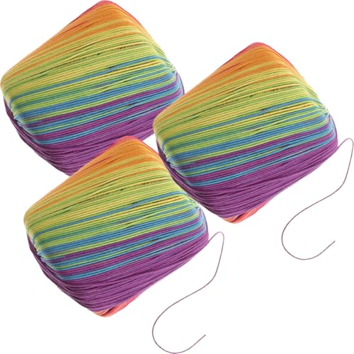 WEKAMOS 3 Rollen Farbverlauf Baumwollgarn zum Häkeln und Stricken Weiches Hautfreundliches DIY Garn für Handarbeiten Flexible Hautfreundliche Baumwollfäden für Pullover Dekoration von WEKAMOS