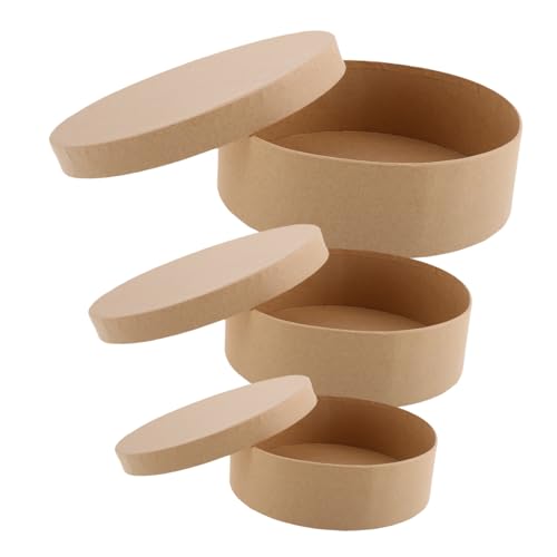 WEKAMOS 3 Stück Boxen Runder Karton Keksekästen Verpackungskästen Für Die Behandlung Süßigkeitenbehälter Runde Kästen Backzubehör Schoko-keks-fall Gebäck-boxen Keksdosen Khaki Papier von WEKAMOS