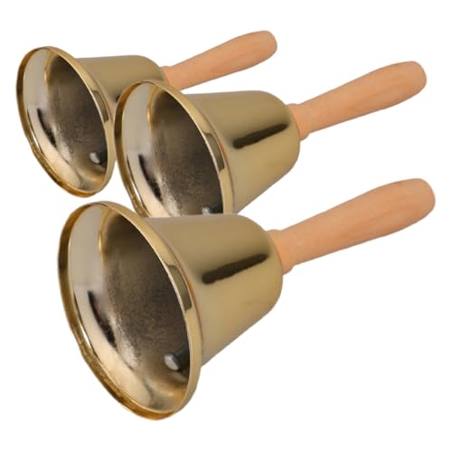 WEKAMOS 3 Stück Handglocken mit Holzgriff Multifunktionale Tischglocken für Restaurant Hotel Klassenzimmer und Seniorenbetreuung Robuste Eisenkonstruktion Gold für Verschiedene Anlässe WEKAMOS 3 Stück Handglocken mit Holzgriff Multifunktionale Tischglocken für Restaurant Hotel Klassenzimmer und Seniorenbetreuung Robuste Eisenkonstruktion Gold für Verschiedene Anlässe von WEKAMOS