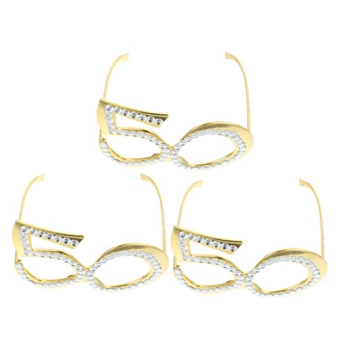 WEKAMOS 3 Stück Jubiläumsbrille Glitzernde Zahlenbrillen Leichtes Wiederverwendbares Party Accessoire für Erwachsene Komfortable Fotorequisiten für Geburtstags und Jubiläumsfeiern von WEKAMOS