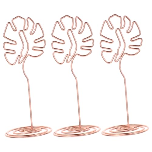 WEKAMOS 3 Stück Metall Fotohalter Monstera Design Tischkartenhalter Memo Clips für Party Hochzeit Geburtstag Dekoration Langlebig von WEKAMOS