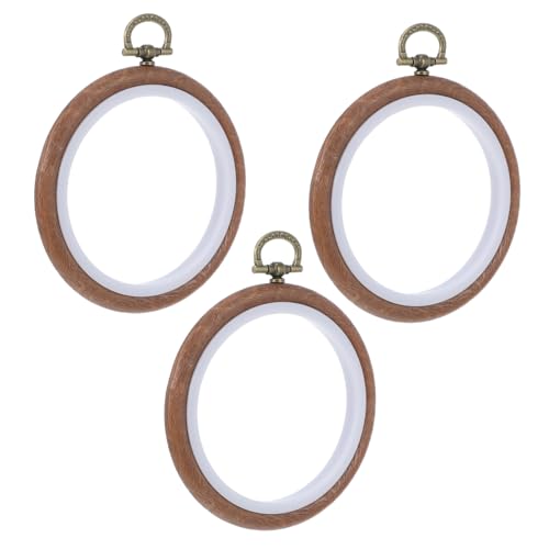 WEKAMOS 3 Stück Rundstickrahmen Imitiertes Holz für Kreuzstich und Diy Nähprojekte Stabiler Stickrahmen mit Elegantem Design für Kreative Handarbeiten und Familienaktivitäten von WEKAMOS