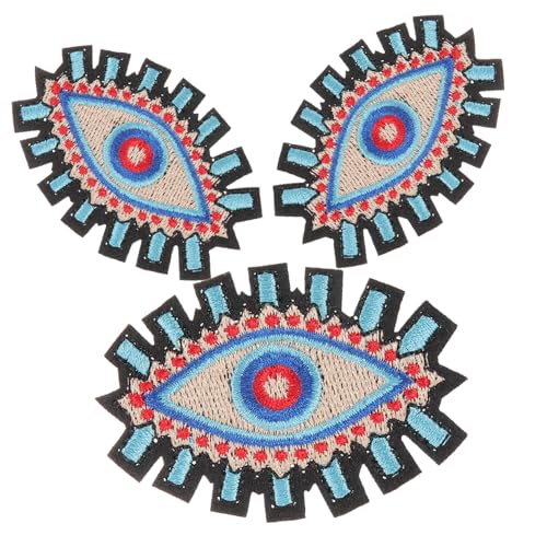 WEKAMOS 3 Stück Teiliges Evil Eye Bügelbilder Zarte Austauschbare Eisernes Patch für Kleidung Taschen Hüte Schuhe DIY Stickerei Applikation Leuchtende Farben Kompakt und Leicht von WEKAMOS