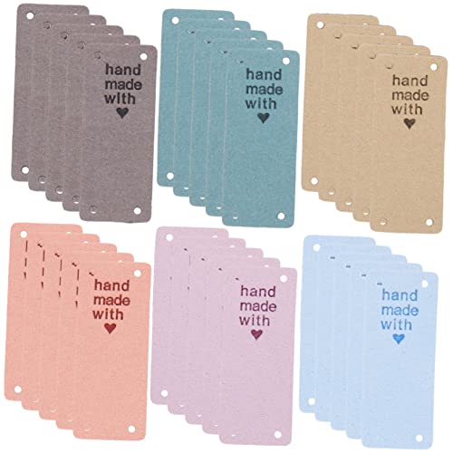 WEKAMOS 30 Stück Bunte Geprägte Handmade Labels für Kleidung DIY Tags für Jeans Taschen Hüte und für Kreative Projekte und Persönliches Design von WEKAMOS