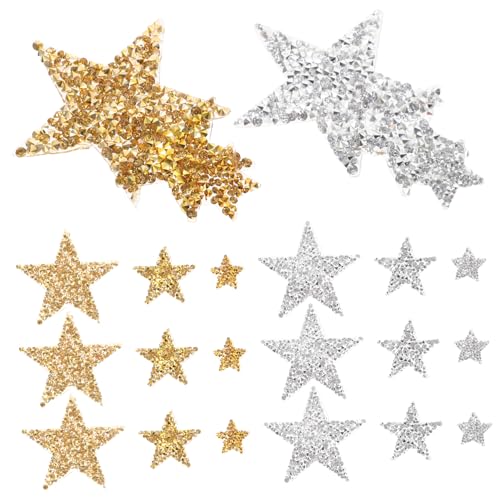 WEKAMOS 30 Stück Glitzer Patches mit Sternförmige Bügelbilder für Kleidung Taschen und DIY Projekte Selbstklebende Strass Aufnäher in Silber und Gold Einfache Anwendung für Kreative WEKAMOS 30 Stück Glitzer Patches mit Sternförmige Bügelbilder für Kleidung Taschen und DIY Projekte Selbstklebende Strass Aufnäher in Silber und Gold Einfache Anwendung für Kreative von WEKAMOS