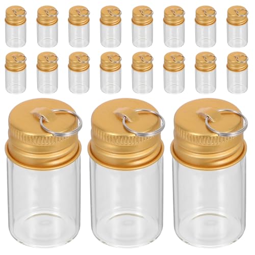 WEKAMOS 30 Stück Mini Glasfläschchen Transparent mit Schlüsselanhänger Kleine Wunschflasche aus Robustem Glas für DIY Schmuck Reise und Geschenkideen Versiegeltes Fläschchen Charm Anhänger von WEKAMOS