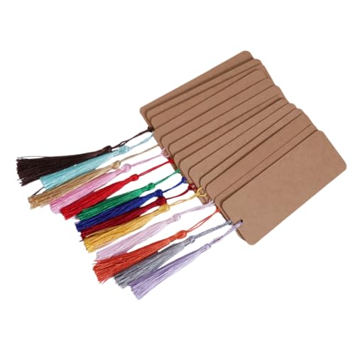 WEKAMOS 30 Stück Teiliges DIY Papier Lesezeichen aus Hochwertigem Kraftpapier mit Quasten Blanko zum Bemalen und Gestalten für Bastelprojekte Geschenke Dekoration und Personalisierte von WEKAMOS