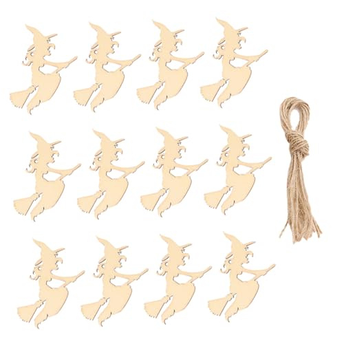 WEKAMOS 30 Stück Teiliges Halloween Holzanhänger mit Hexen Natürliche Runde Holzscheiben zum Bemalen und Gestalten DIY Bastelset für Kreative Halloween Deko und Partyornamente Aufhängen von WEKAMOS