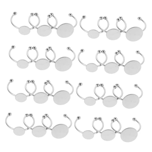WEKAMOS 30 Stück Teiliges Ringrohling Verstellbar Runde Ringschiene mit Flachem Tablett für Schmuckherstellung DIY Cabochon Fassung Schmuck Selber Machen Zubehör von WEKAMOS
