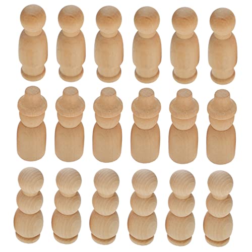 WEKAMOS 30 Stück Teiliges Unbemalte Holzfiguren für DIY Peg Puppen zum Bemalen Holzspielzeug für Kunst und Bastelprojekte Robuste und Geruchsneutrale Holzmaterialien von WEKAMOS