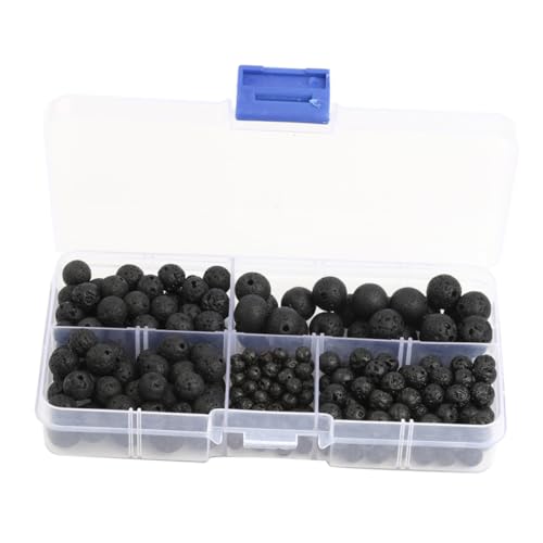 WEKAMOS 300 Stück Schwarze Lavastein Perlen Rund Naturstein Schmuckherstellung Lose Steinperlen für Armbänder Halsketten DIY Zubehör von WEKAMOS