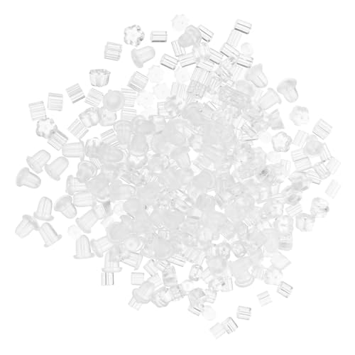 WEKAMOS 300 Stück Teiliges Transparente Gummi Ohrringstopper Flexible Ohrstecker Verschlüsse für Hängende und Schwere Ohrringe Antiallergisch Komfortabel Ersatz für Ohrstecker Rückseiten von WEKAMOS