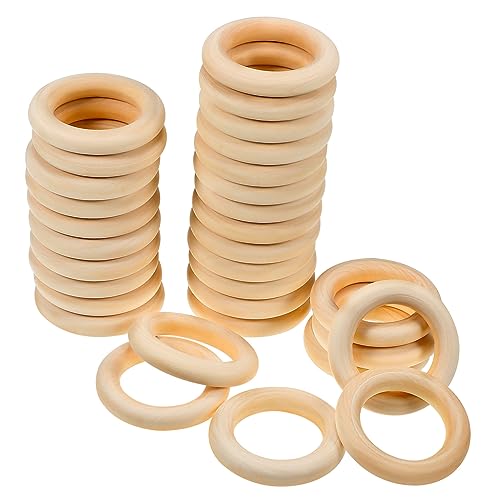 WEKAMOS 30Stücke Holzringe zum Basteln Unbehandelte Holzringe für DIY Makramee Schmuckherstellung Dekorationen und Handwerksprojekte Langlebig von WEKAMOS