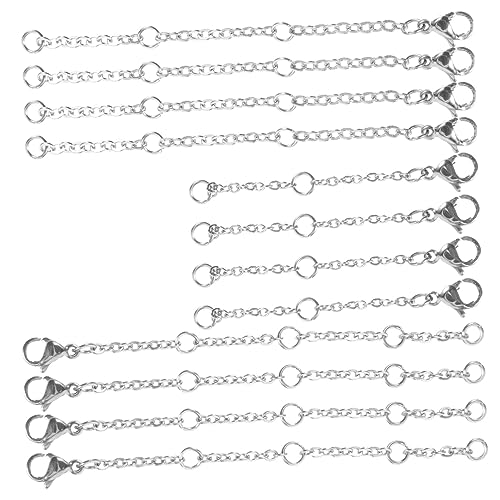WEKAMOS 30Stücke Kettenverlängerungen mit Hummerverschluss und Armband Extender für DIY Schmuckherstellung Stahlfarbe von WEKAMOS