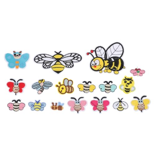 WEKAMOS 34 Stück Teiliges Cartoon Bienen Aufnäher zum Aufnähen und Bügeln Bestickte Stoffapplikationen für Kleidung Taschen Hüte Schuhe DIY Bastelprojekte Langlebige Textilpatches für von WEKAMOS