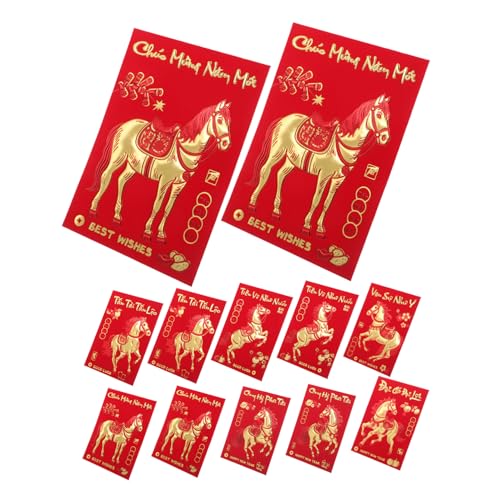 WEKAMOS 360 Stück Jahr Des Pferdes Rote Umschläge Kreative Lucky Money Packets mit Vietnamesischer Dekoration für Frühlingsfest Lunar Year Hochzeit Geschenkumschläge Langlebig Reißfest von WEKAMOS