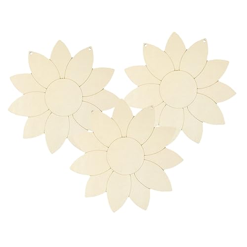 WEKAMOS 3Stücke Unvollendete Holz Sonnenblumen Dekoration für DIY Handwerk Natürliche Holzmaterialien Leicht und Glatt für Bastelprojekte von WEKAMOS