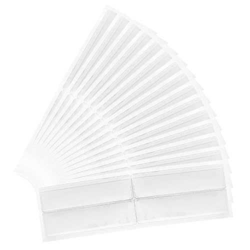 WEKAMOS 4 Blätter Transparente Selbstklebende Wasserfeste Etikettenhalter PVC Teiliges Kleine Aufbewahrungstaschen für Regaletiketten Beschreibbare Abnehmbare Label Pockets für Büro und von WEKAMOS
