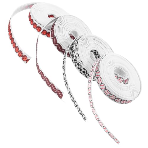 WEKAMOS 4 Rollen Basketball-fußball-geschenkband Schleife Zubehör Fußball-bedrucktes Band Basteln Ripsband Heiraten Kugelband Softballband Für Sportband Baseballbänder Rugbyband Polyester von WEKAMOS