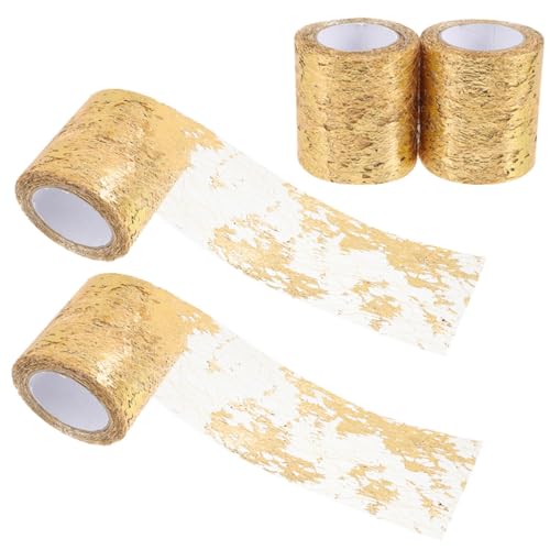 WEKAMOS 4 Rollen Gold Tüllband Mesh Tüllrolle Glänzend Bastelband Dekoratives Netzband für Geschenkverpackung Schleifen Tischdeko WEKAMOS 4 Rollen Gold Tüllband Mesh Tüllrolle Glänzend Bastelband Dekoratives Netzband für Geschenkverpackung Schleifen Tischdeko von WEKAMOS