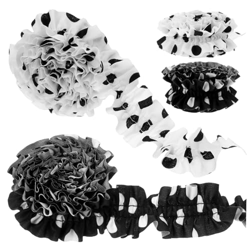 WEKAMOS 4 Rollen Rüschenspitzenband aus Chiffon Doppelt Plissierte Rüschenborte Vielseitiges Stoffband zum Nähen Dekorieren von Kleidung Bequemer Modischer Saum für DIY Bekleidung und WEKAMOS 4 Rollen Rüschenspitzenband aus Chiffon Doppelt Plissierte Rüschenborte Vielseitiges Stoffband zum Nähen Dekorieren von Kleidung Bequemer Modischer Saum für DIY Bekleidung und von WEKAMOS