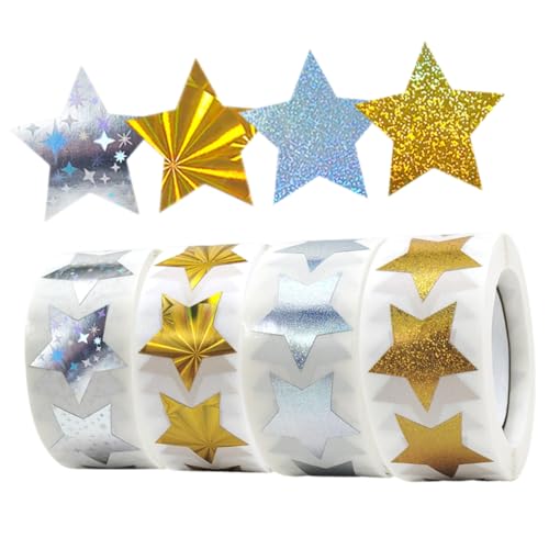 WEKAMOS 4 Rollen Sternförmige Aufkleber Selbstklebende Fünf punkte sterne Belohnungssticker für Schüler Dekorative Verpackungssticker für Klassenzimmerbedarf und Scrapbooking WEKAMOS 4 Rollen Sternförmige Aufkleber Selbstklebende Fünf punkte sterne Belohnungssticker für Schüler Dekorative Verpackungssticker für Klassenzimmerbedarf und Scrapbooking von WEKAMOS