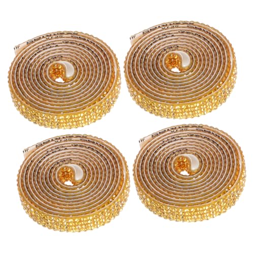 WEKAMOS 4 Rollen Strassband-Aufkleber Strassstreifen selbstklebend r selbstklebende Strassstreifen Strass -Randzierstreifen Strassbänder Strassbandbesatz Strassnähte Strasssteine Golden von WEKAMOS