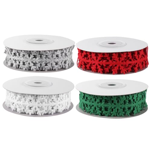 WEKAMOS 4 Rollen Weihnachts Dekoband Langlebiges Geschenkband für Basteln und Geschenkverpackung in Rot Grün Weiß Vielseitiges DIY Zubehör von WEKAMOS