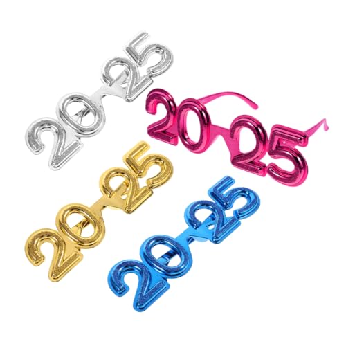 WEKAMOS 4 Stück 2025 2025 Party Dekorationsbrillen 2025 Party Coole Brillen 2025 Partybrillen Halloween Brillen Requisiten Halloween Brillen Requisiten 2025 Zahlenbrillen 2025 Festliche von WEKAMOS