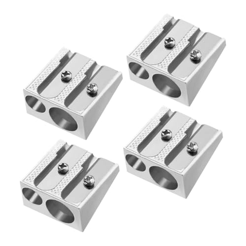 WEKAMOS 4 Stück Bleistiftspitzer Handspitzer für Bleistifte Anspitzer für Augenbrauenstifte Werkzeug zum Anspitzen von Bleistiften Masse Buntstiftspitzer Aluminiumlegierung Silver von WEKAMOS