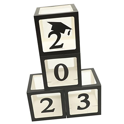 WEKAMOS 4 Stück Boxen Abschlussbox 2023 Zahlen Aufbewahrungsbox Für Ballons Ballonhülle Für Die Abschlussfeier Aufbewahrungsboxen Für Ballons Goldene Ballonboxen Ballon-fälle Black Papier von WEKAMOS