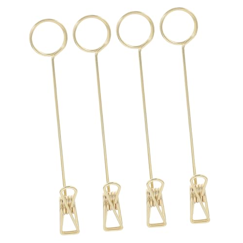 WEKAMOS 4 Stück Doppelseitige Metall Kartenclips mit Doppeltem Kopf Vielseitige Fotoklammern für Büro Schule und Zuhause Praktische Memo und Notizhalter Elegantem Gold von WEKAMOS