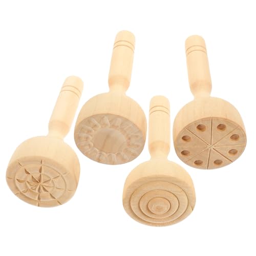 WEKAMOS 4 Stück Holzspielzeug Knetformen Teilig Praktische DIY Tonwerkzeuge für Langlebige Holzmodelle zum Kreativen Basteln mit Modelliermasse Zubehör für Tonarbeiten von WEKAMOS
