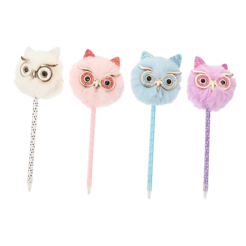 WEKAMOS 4 Stück Kawaii Multifunktionale Katzenkopf Stifte Kugelschreiber Schreibzubehör für Schule und Büro als Mitgebsel Bunte Farben für Kreative Köpfe von WEKAMOS