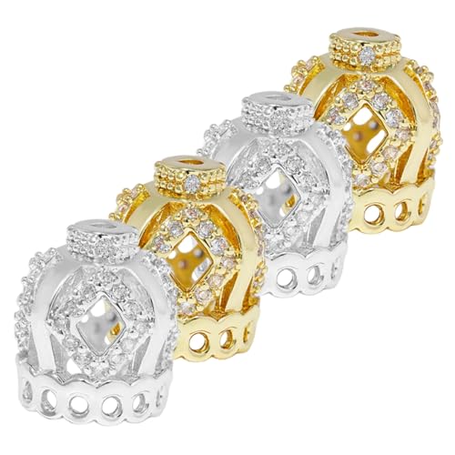 WEKAMOS 4 Stück Teiliges Kupfer Kronen Spacer Perlen mit Strass Große Lochperlen für Schmuckherstellung Armband und Halskettenzubehör Hautfreundlich Formstabil Glatte Oberfläche WEKAMOS 4 Stück Teiliges Kupfer Kronen Spacer Perlen mit Strass Große Lochperlen für Schmuckherstellung Armband und Halskettenzubehör Hautfreundlich Formstabil Glatte Oberfläche von WEKAMOS