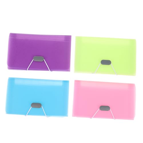 WEKAMOS 4 Stück Teiliges Mini Fächermappe Tragbarer Aktenordner mit Fächern Bunte Dokumenten Organizer Tasche für Quittungen Belege Steuerunterlagen für Büro Zuhause und Reise von WEKAMOS