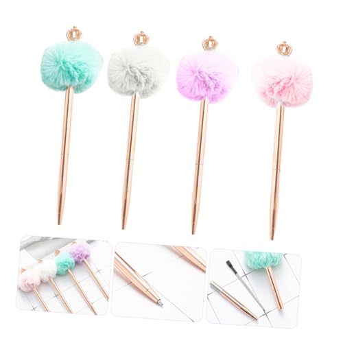 WEKAMOS 4 Stück Teiliges Plüschkugel Kugelschreiber Weiche Pompon Ballpoint Gelschreiber mit Krone Komfortabel zu Halten Glattes Schreiben für Schüler Büro und in Weiß Violett Blau WEKAMOS 4 Stück Teiliges Plüschkugel Kugelschreiber Weiche Pompon Ballpoint Gelschreiber mit Krone Komfortabel zu Halten Glattes Schreiben für Schüler Büro und in Weiß Violett Blau von WEKAMOS