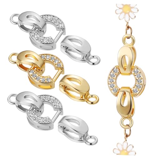 WEKAMOS 4 Stück Teiliges Schmuckverschluss für DIY Schmuckherstellung Leichte Kupfer Armband und Halskettenverschlüsse Langlebig Vielseitig Einsetzbar Gold und Silberfarben WEKAMOS 4 Stück Teiliges Schmuckverschluss für DIY Schmuckherstellung Leichte Kupfer Armband und Halskettenverschlüsse Langlebig Vielseitig Einsetzbar Gold und Silberfarben von WEKAMOS