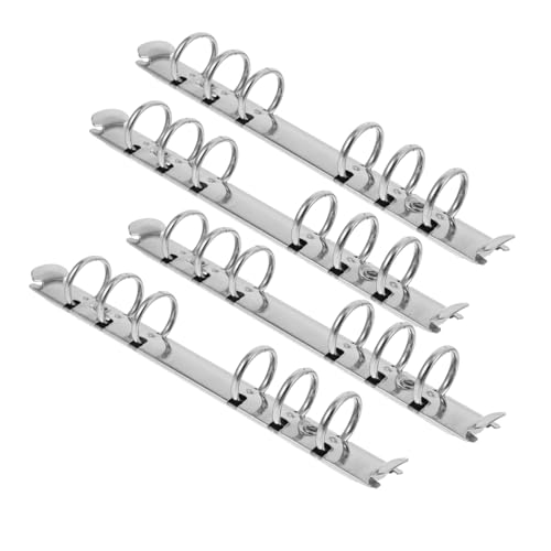 WEKAMOS 4 Stück Teiliges Segmentierter Metall Ringbuch Mechanismus Edelstahl Binder Clips Langlebig Glatt Poliert für Scrapbooking Büro und DIY Notizbücher von WEKAMOS
